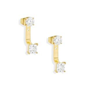 BRAND NEW - MAI DESIREE - 18K OLD SQUARE DIAMOND STUD EAR JACKET EARRINGS